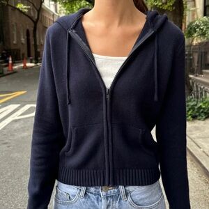 Brandy Melville Navy Blue Hoodie Sweater